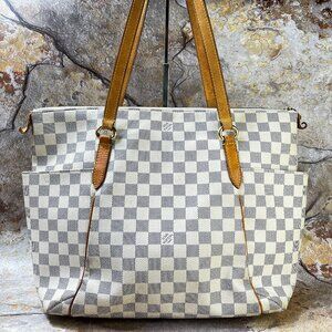 Sold!!Louis Vuitton Totally MM Tote Bag Canvas Damier Azur Shoulder Bag